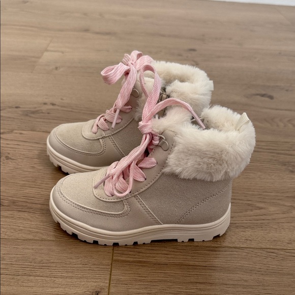 Carter's Cream and Pink Kids Boots - Picture 2 of 3
